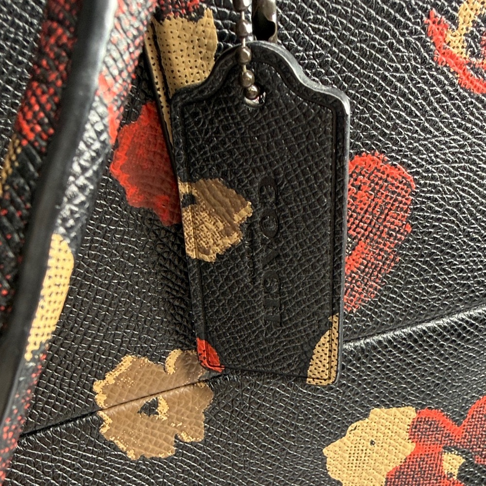 RARE Vintage COACH Borough Black,Red,Tan Floral Turnkey Crossbody Satchel #33608 - Picture 8 of 16